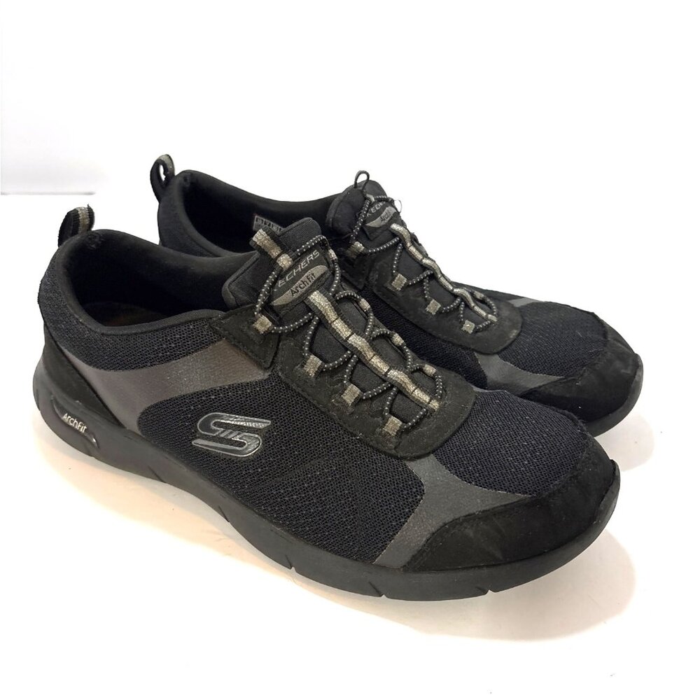 Skechers Arch Fit Slip-On Black Comfort Walking Shoes Size 10 US/7 UK - Picture 2 of 6